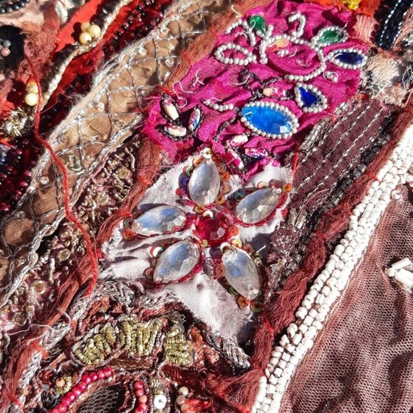 Beaded Sari Patchwork Tapestry - Picture 12 of 17